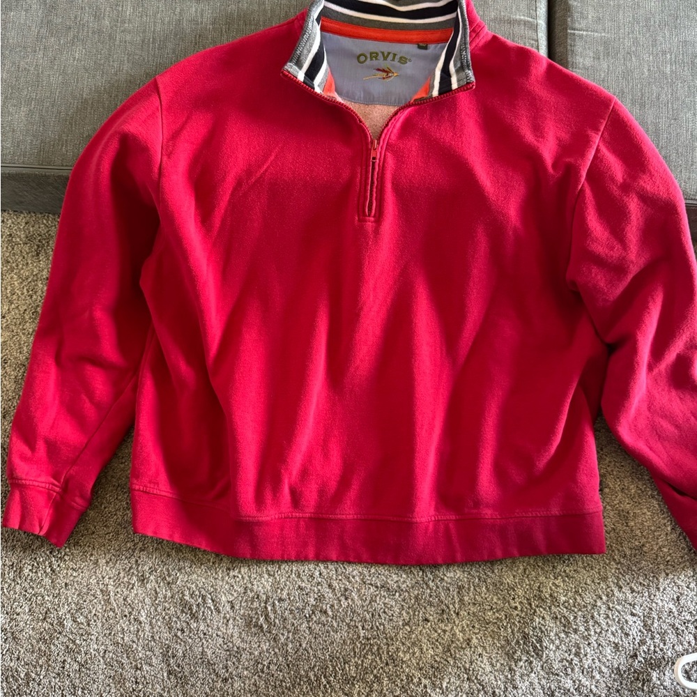 Orvis Men's Vibrant Red Zip-Up Sweater